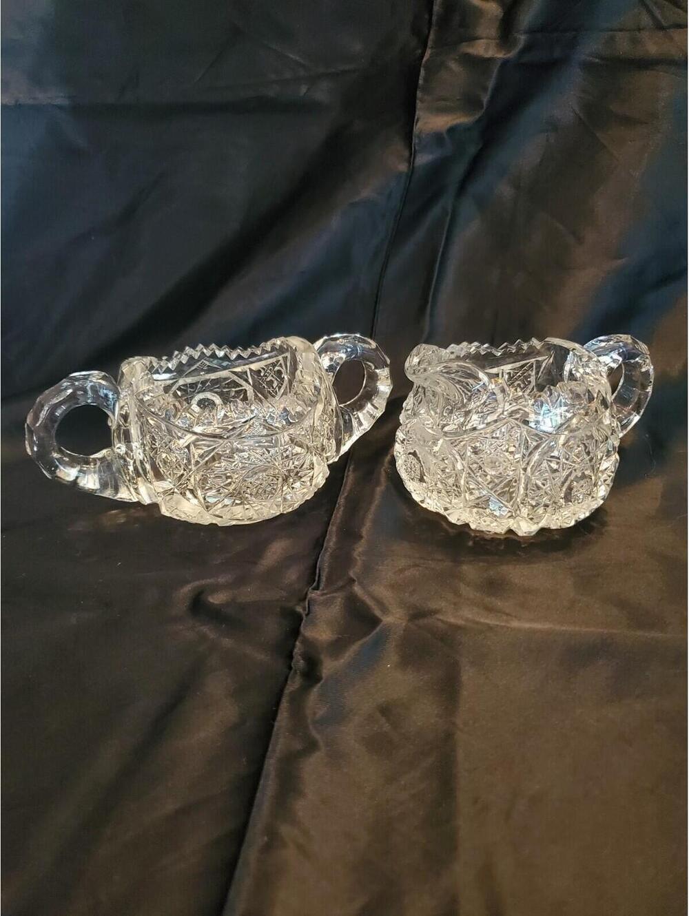 Vtg Chrystal Creamer And Open Sugar